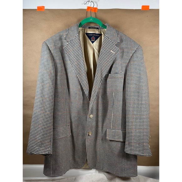 Tommy Hilfiger Houndstooth‎ Blazer Menswear Jacket 42R Made in USA Wool Blend - Picture 2 of 6